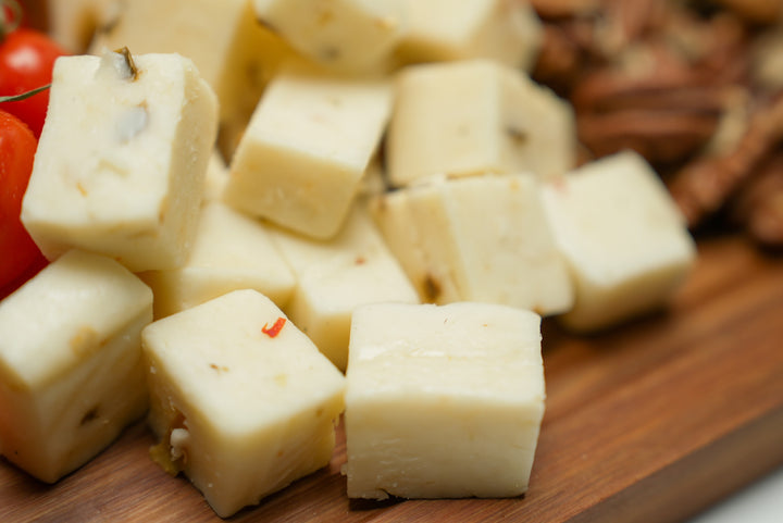 Freshly cubed or sliced cheese